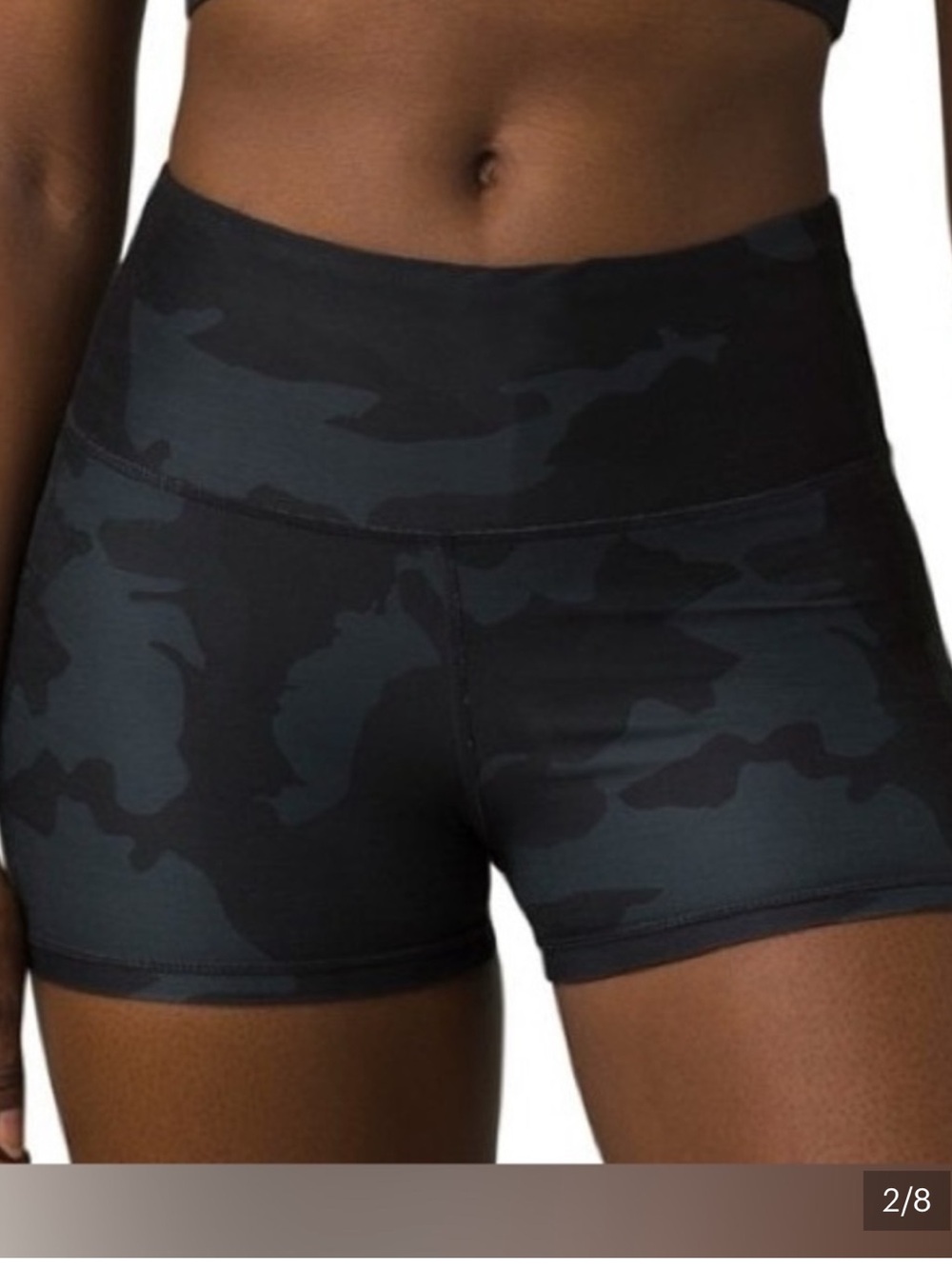 Prana Black & Charcoal Camo High-Waist Bike Shorts